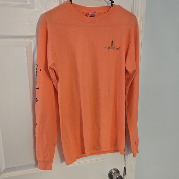Simply Southern Men's Coral Long Sleeve Tee - Picture 1 of 7